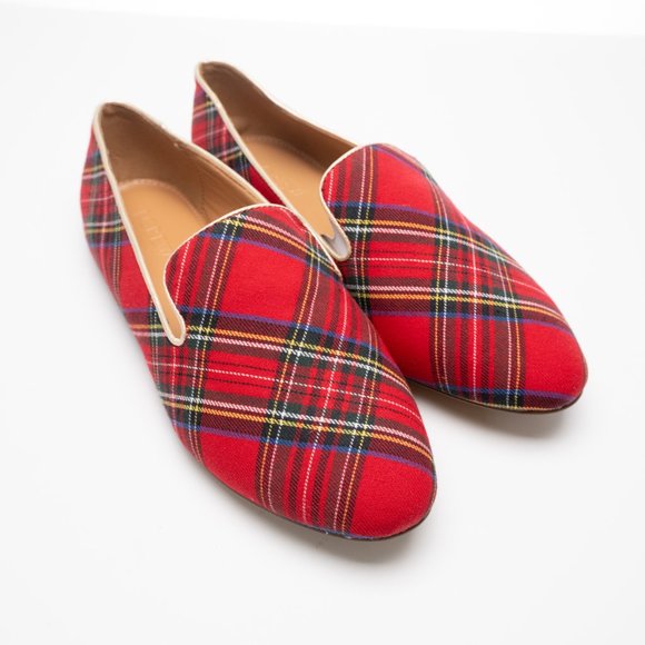 NEW J. Crew Tartan Loafers in Red Black Multi plaid - Picture 2 of 16